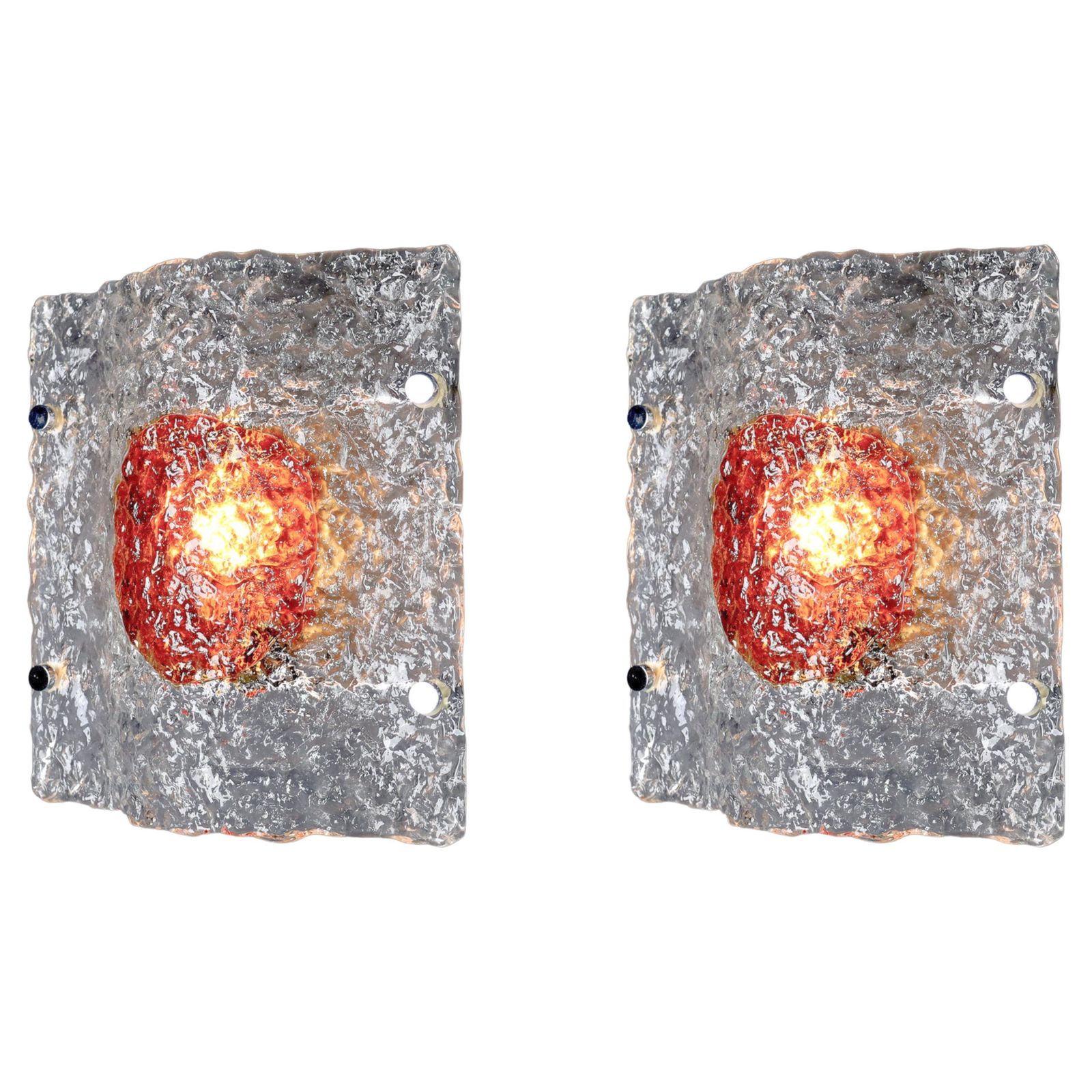 Mid Century Modern Sconces In Murano Glass By Mazzega Made In Italy 1970s