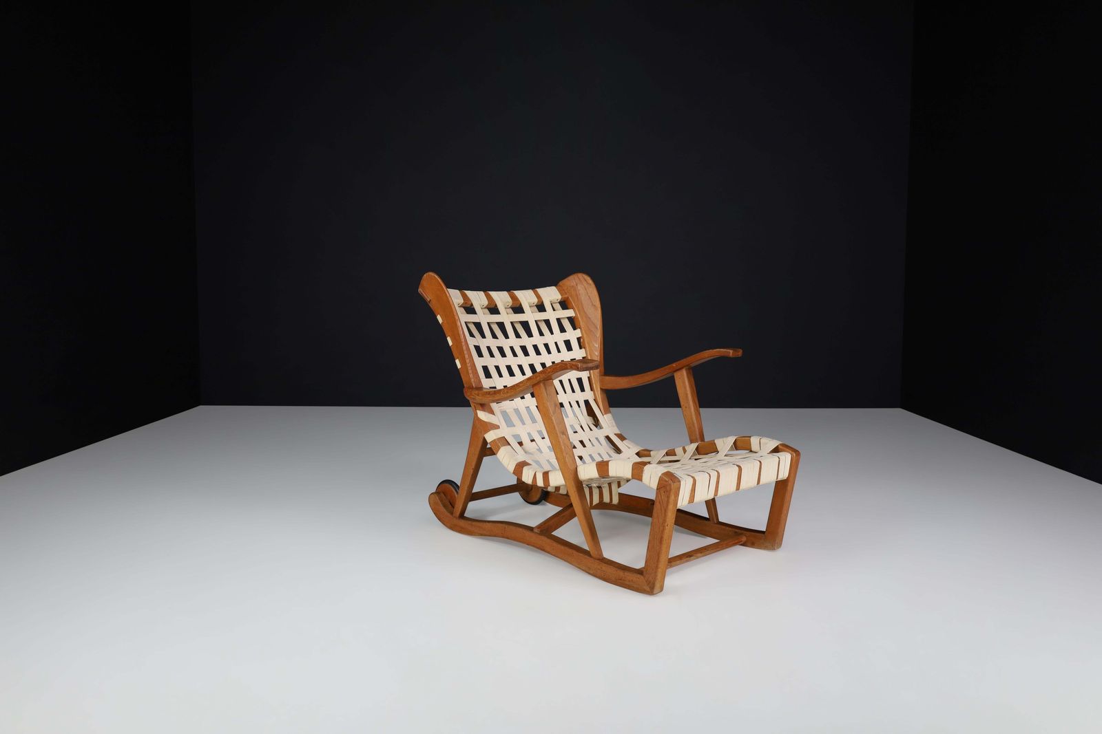 Sculptural Oak Lounge Chair By Guglielmo Pecorini, Italy, The 1950s photo for sale
