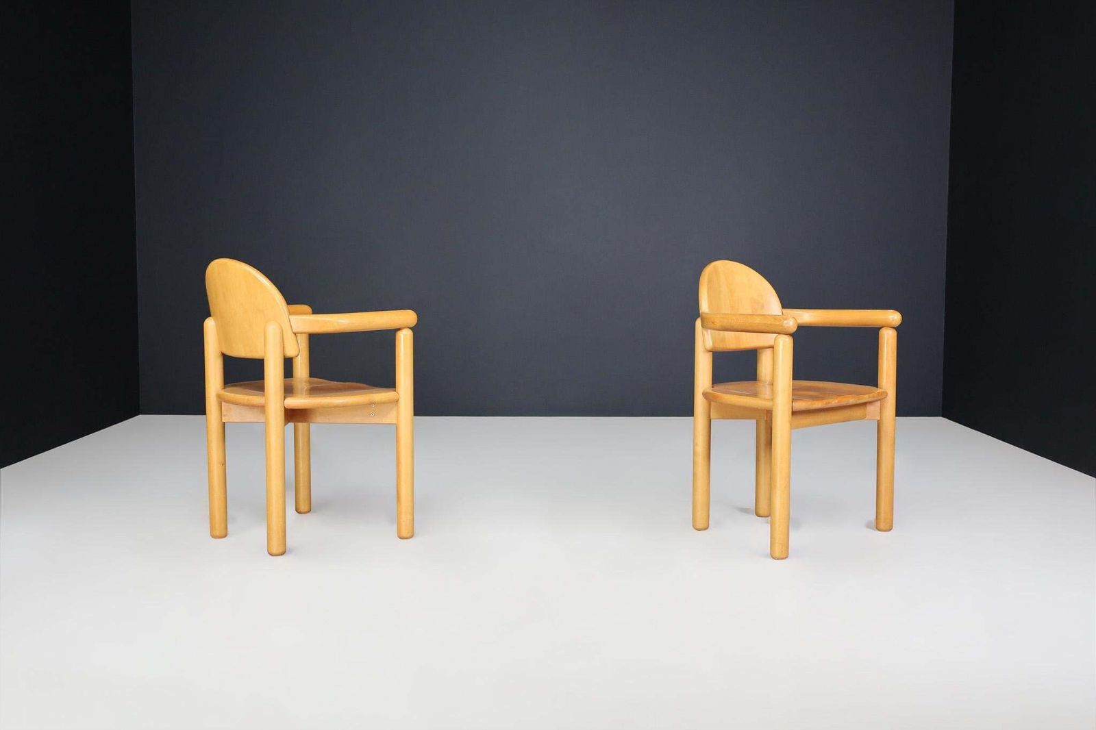 Pair Of Scandinavian Modern Armchairs By Rainer Daumiller In Solid Beech, 1970s photo vintage