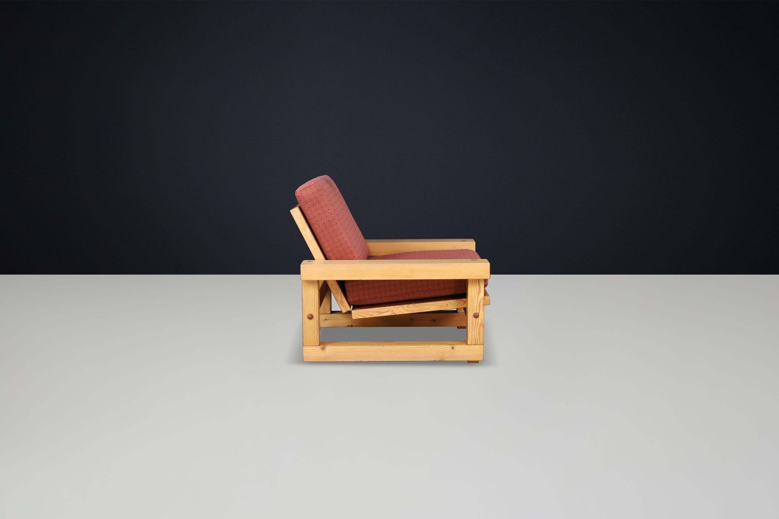 Mid Century Modern Solid Pine Lounge Chair, France, 1970s photo buy