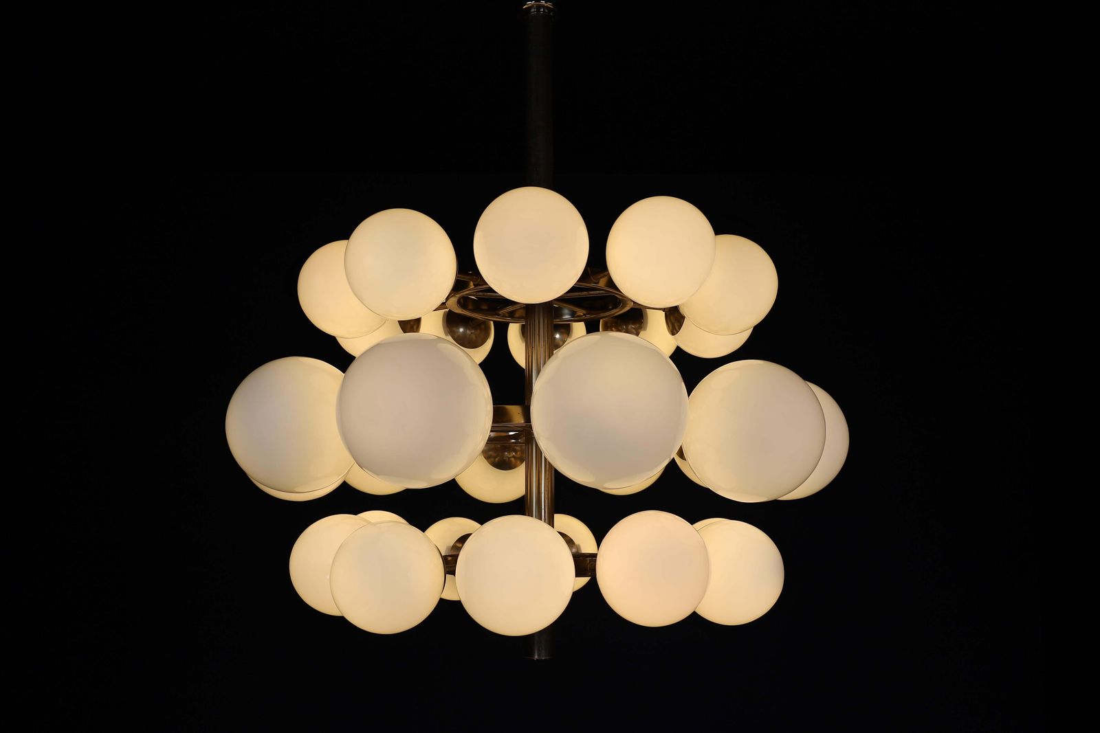 Lighting Mid Century Modernist Chandelier With 30 Handblown Opaline Glass Globes photo