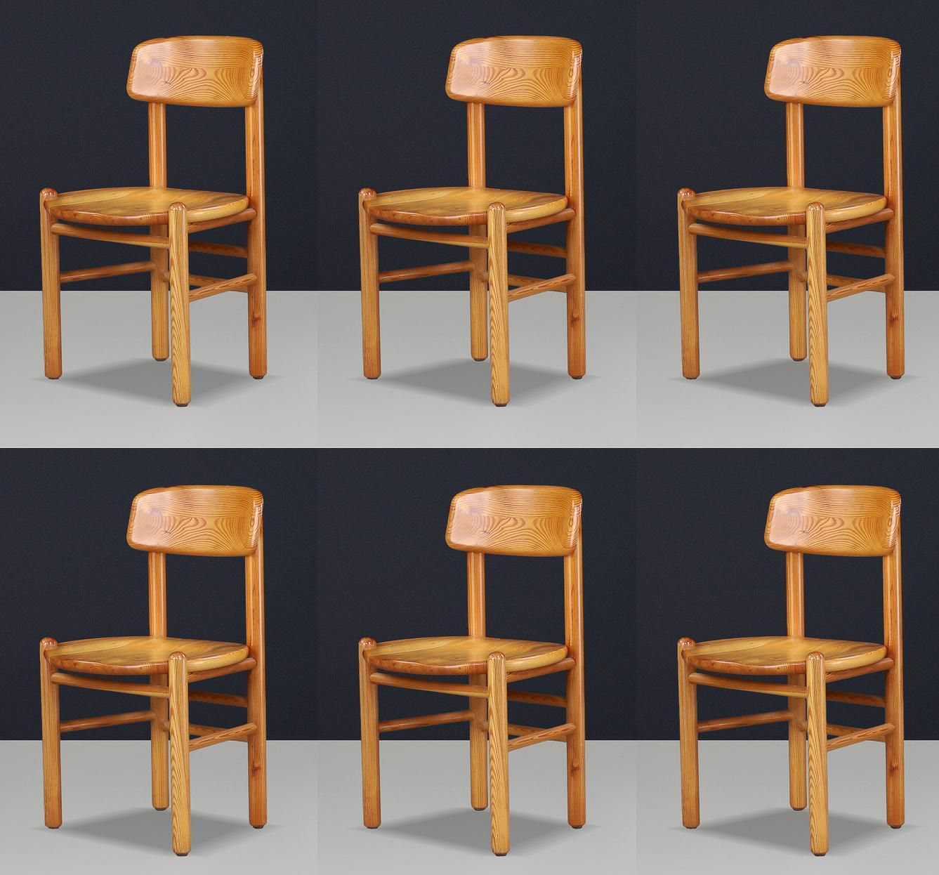 Set Of 6 Rainer Daumiller Dining Chairs In Pine For Hirtshals Sawmill, Denmark photo vintage