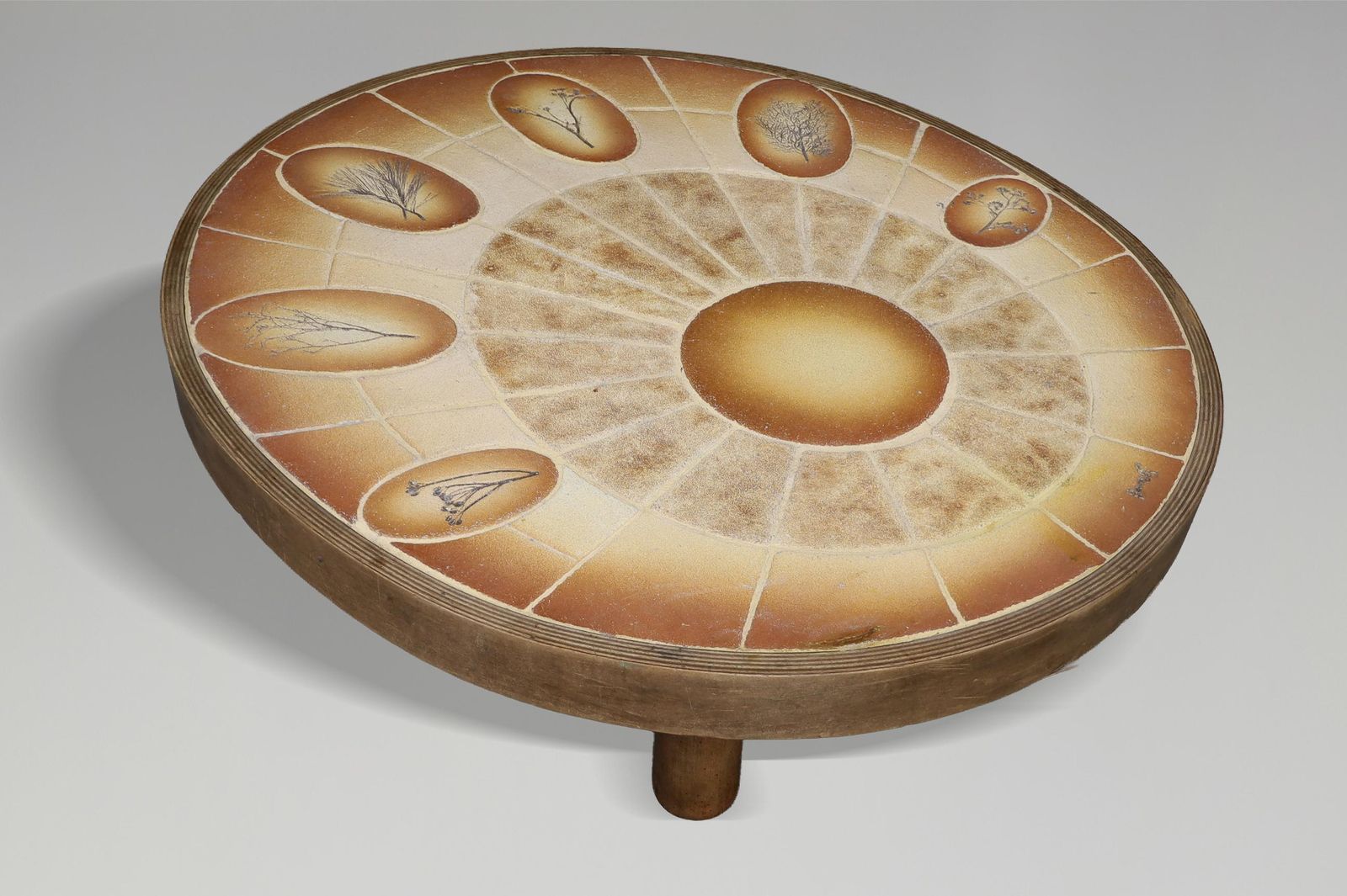Brutalist Egg Shaped Vallauris Ceramic Coffee Table By Barrois, France, 1960s photo vintage