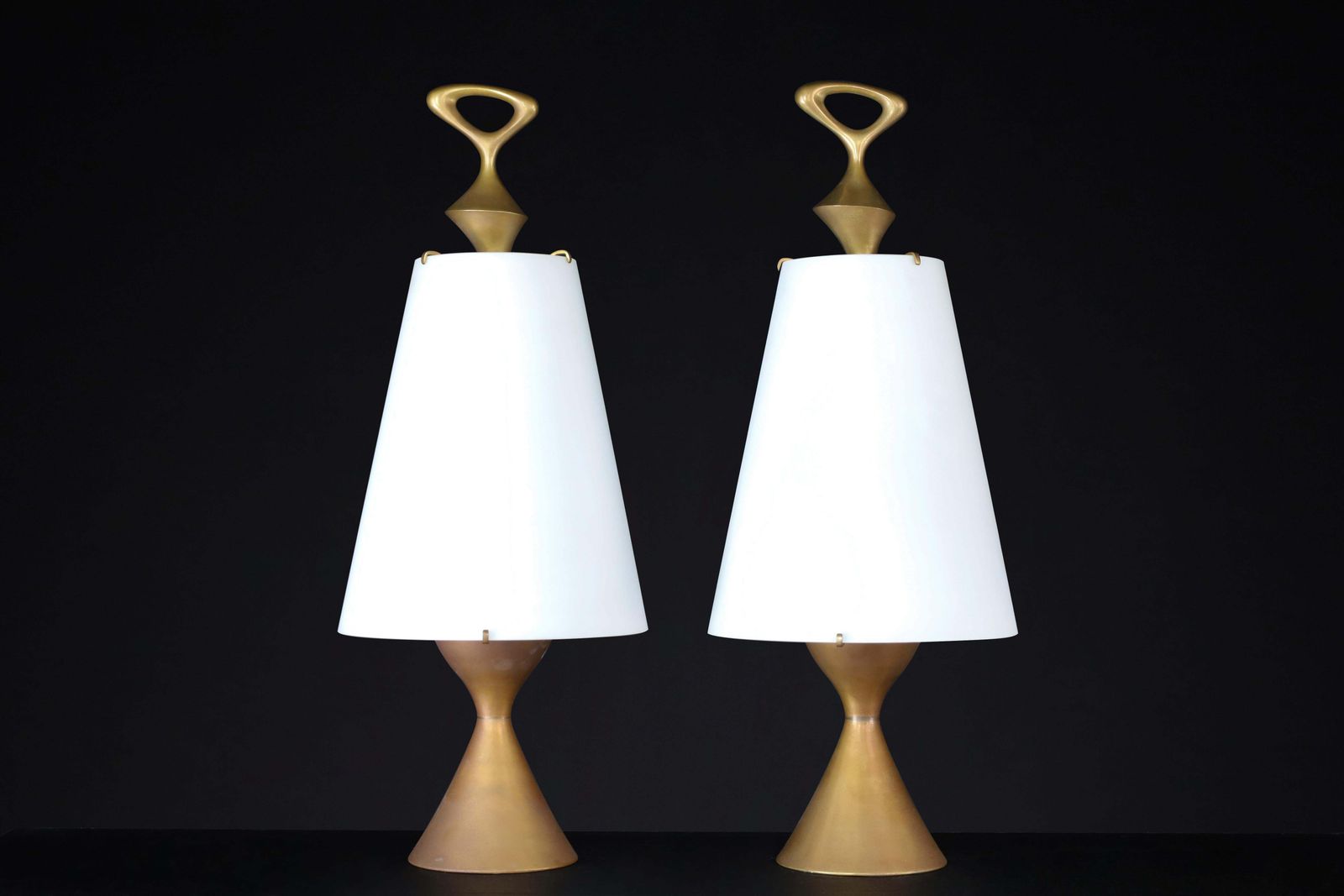 photo furniture Max Ingrand For Fontana Arte Pair Of Two Patinated Brass Table Lamps Italy 1956