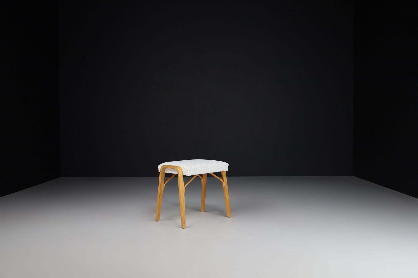Midcentury Bentwood Stools With New Bouclé Fabric By Ludvik Volak 1960s photo Furniture