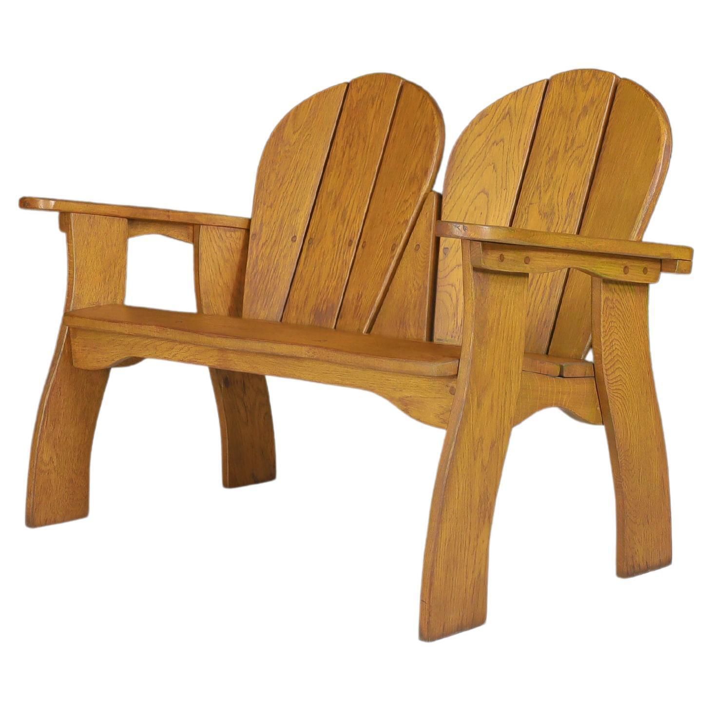 Sculptural Bench In Oak, France, 1960s