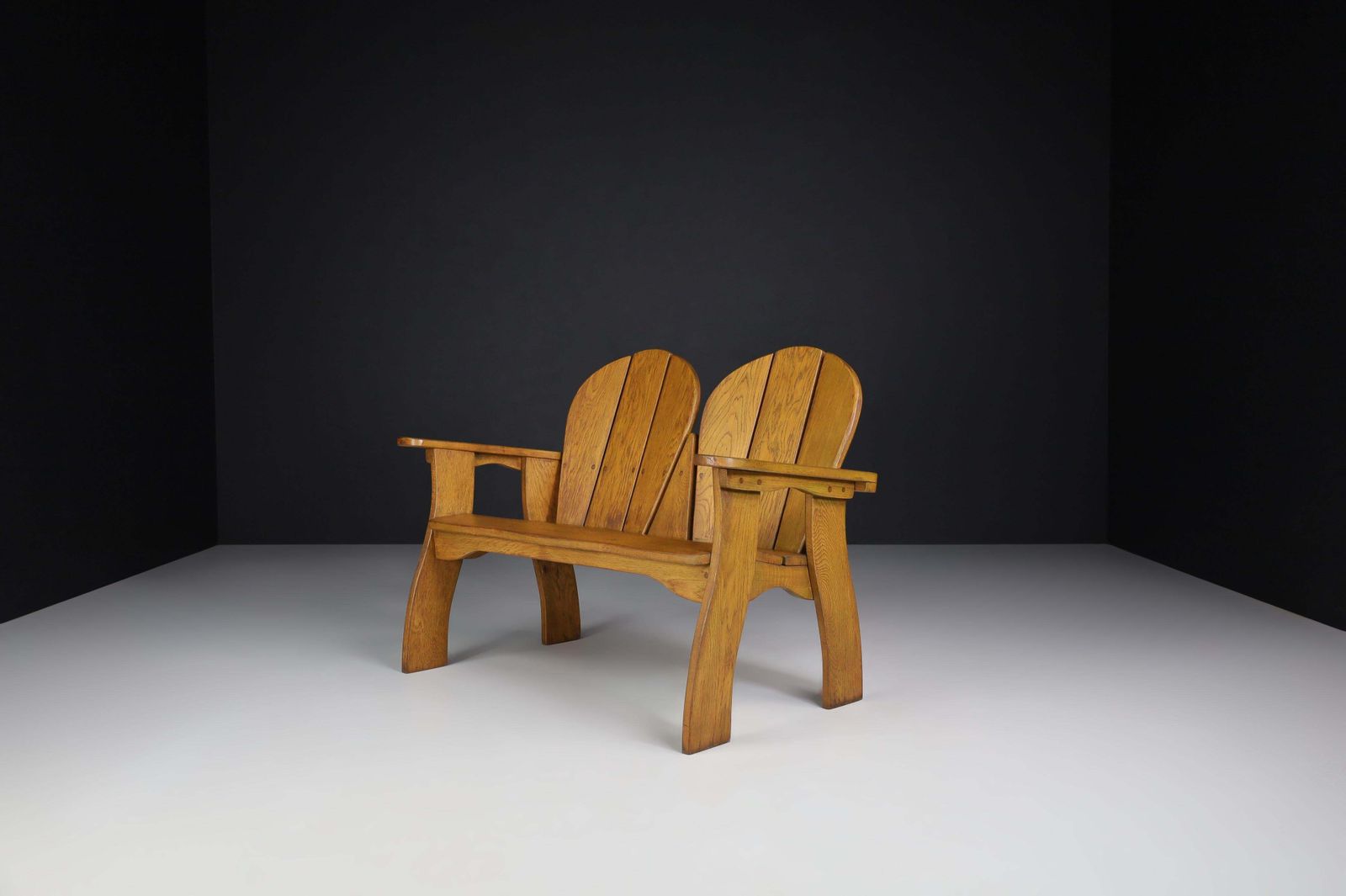 Sculptural Bench In Oak, France, 1960s photo furniture