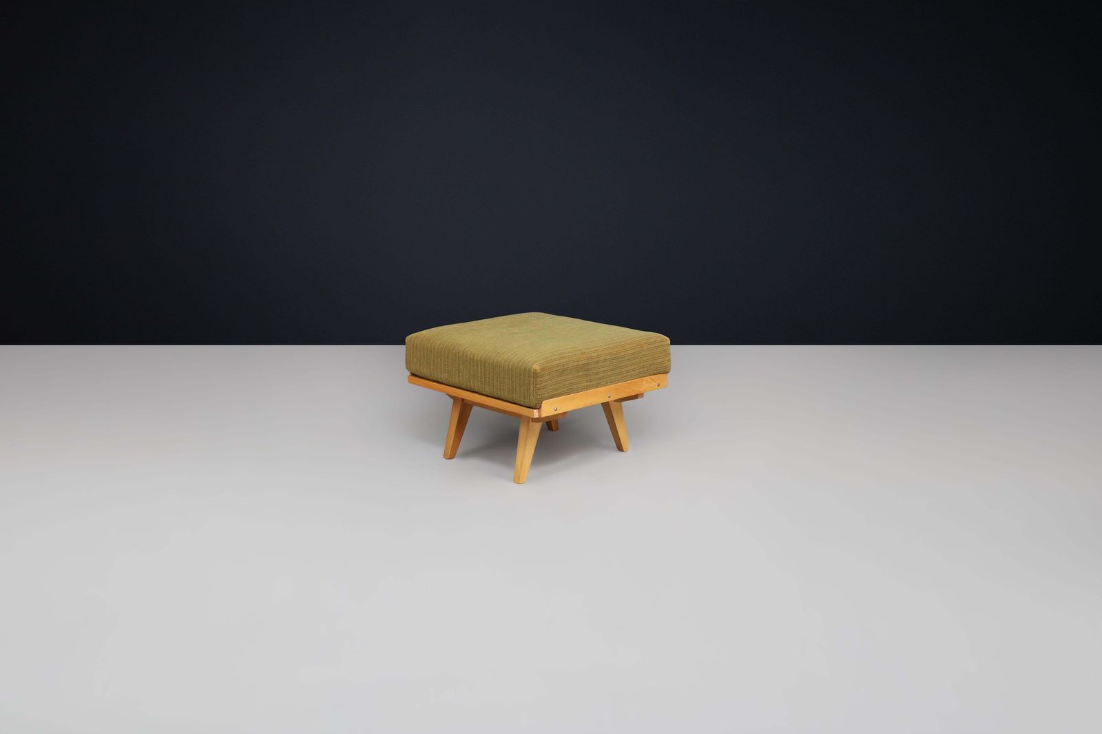 František Jirák For Tatra Nábytok Ottoman In Original Green Upholstery, 1960s photo vintage