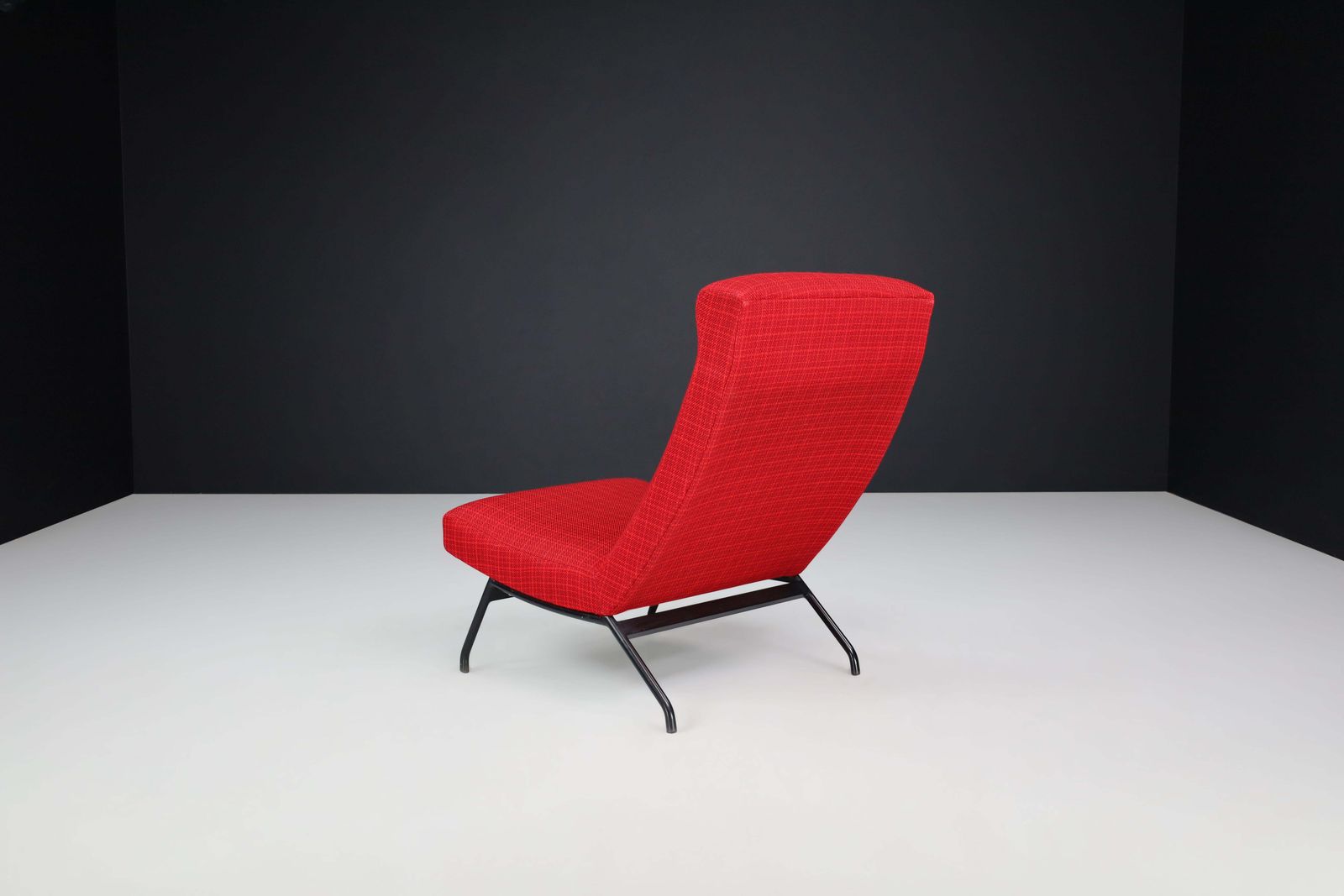 Lounge Chair By Joseph André Motte In Original Red Upholstery, France, 1950s photo Furniture