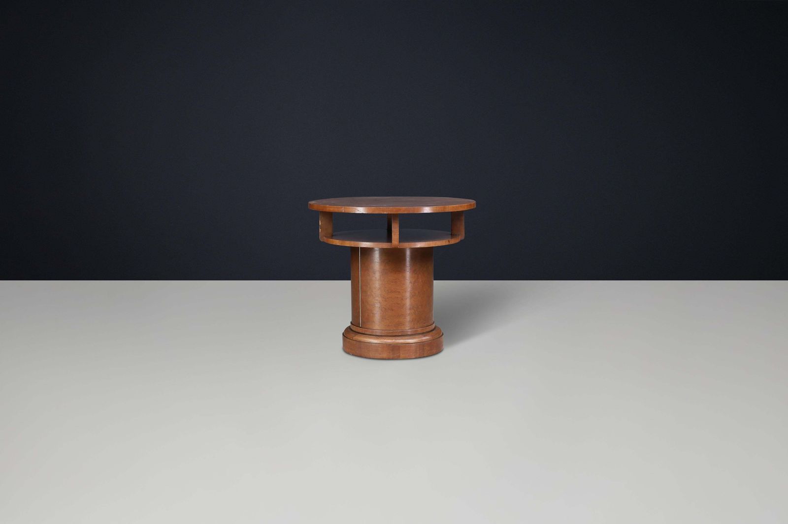 1930s Czechoslovak Art Deco Round Birch Pedestal Table With Storage. photo buy