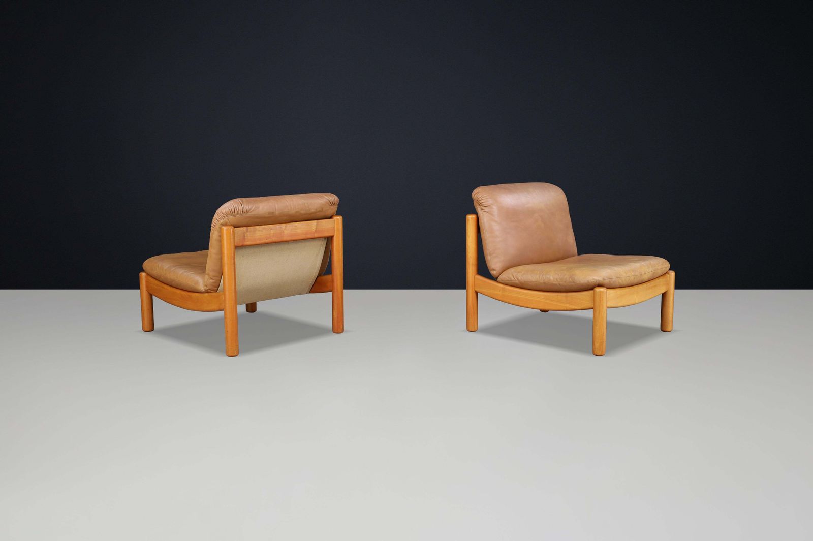Mid Century Carl Straub Lounge Chairs In Patinated Leather, Germany, 1960s photo 3760.0