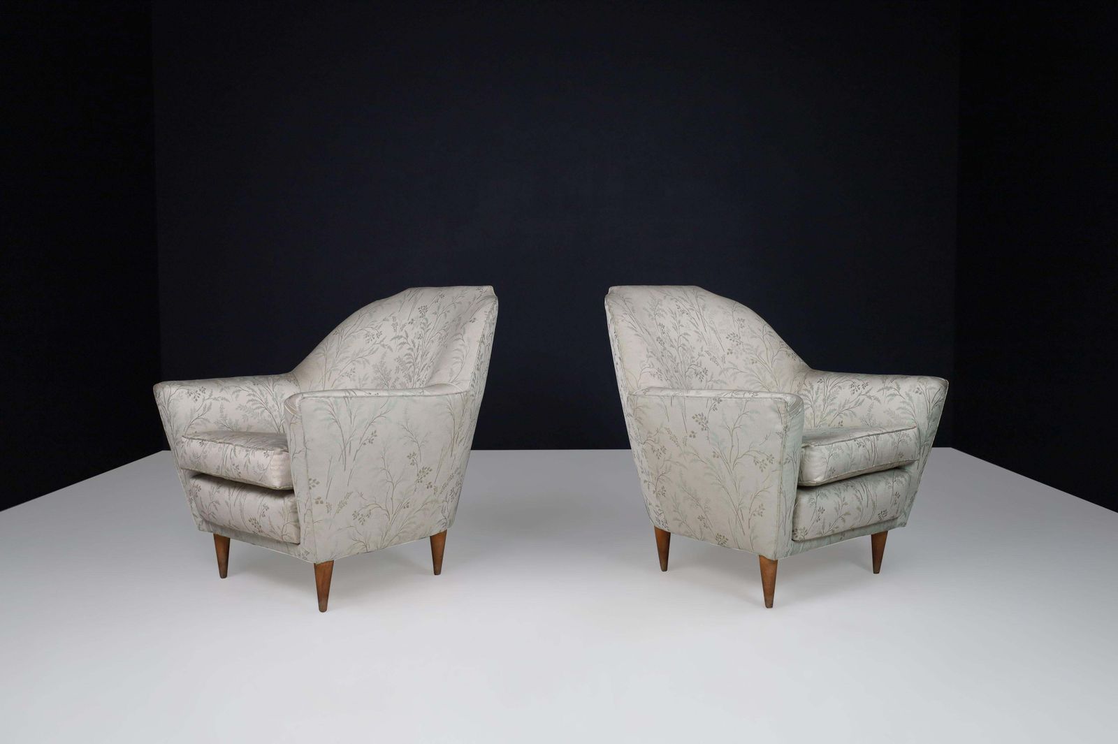 Mid Century Armchairs In Fabric And Tapered Wooden Legs, Italy 1950s photo Furniture