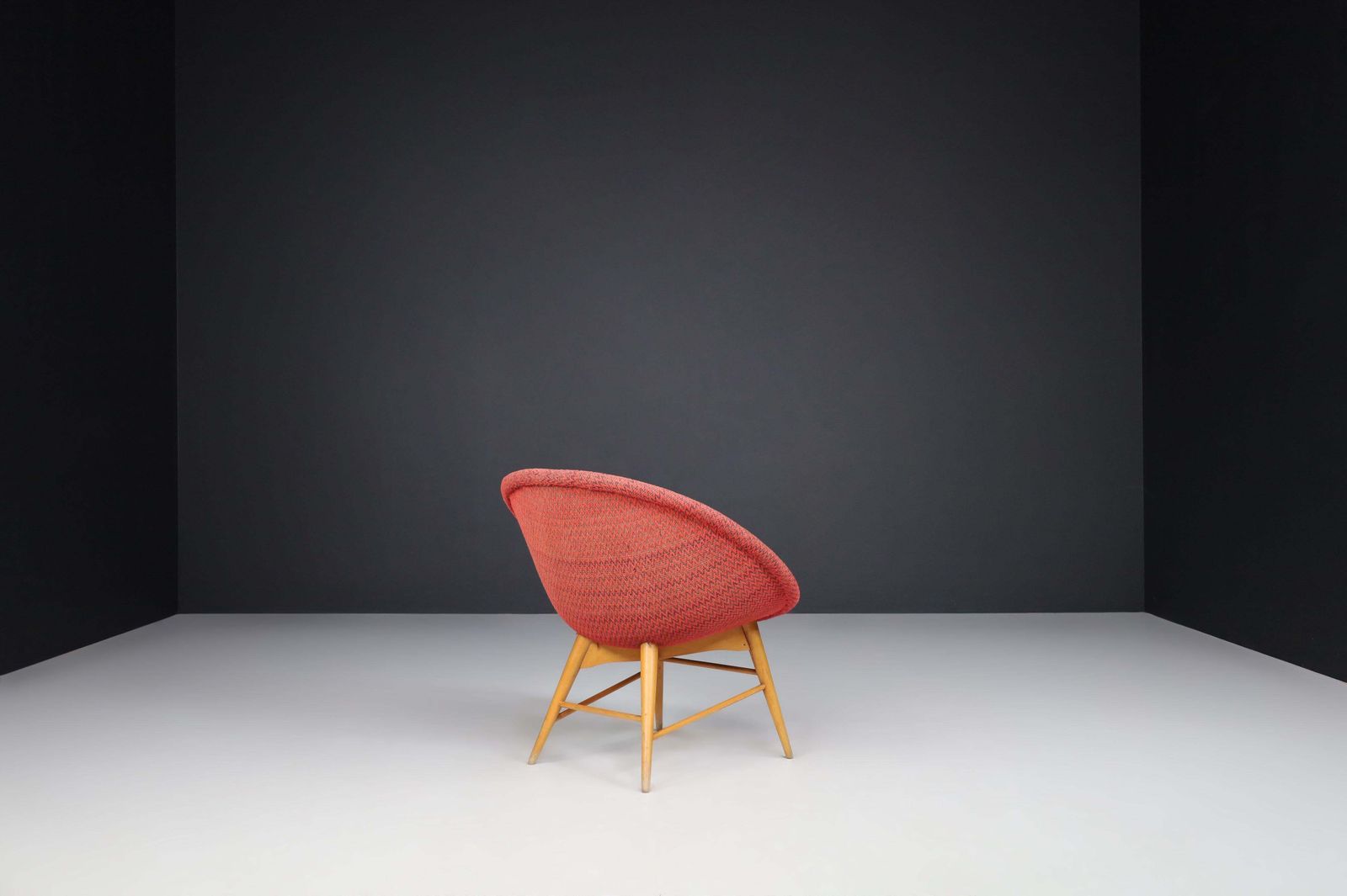 Miroslav Navratil Basket Chairs In Original Red Fabric, 1960 photo vinterior