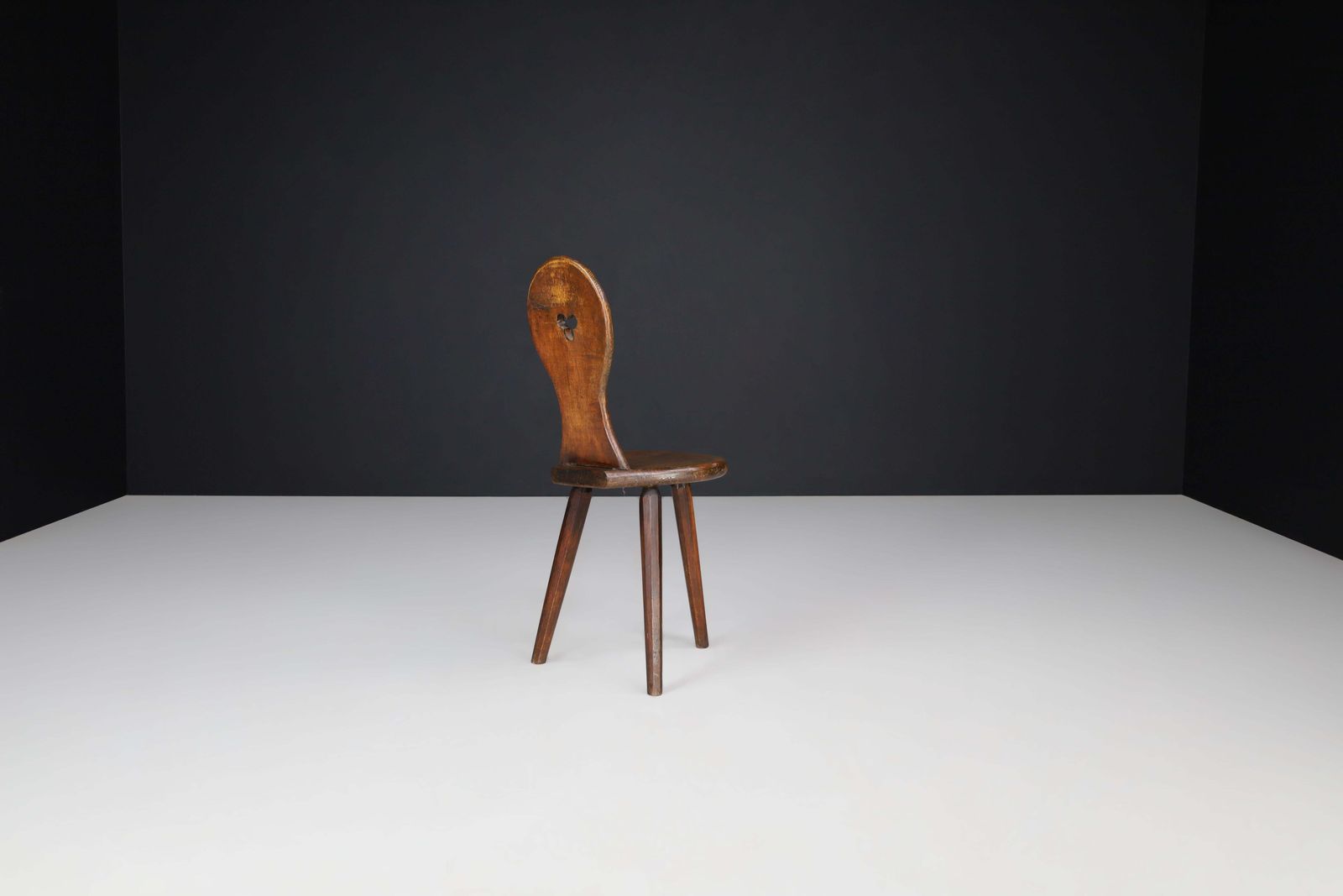 Set Of 4 French Oak Alpine Tripod Chairs, 1950s photo buy