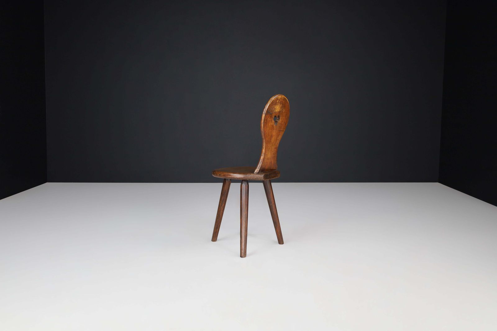 photo for sale Set Of 4 French Oak Alpine Tripod Chairs, 1950s