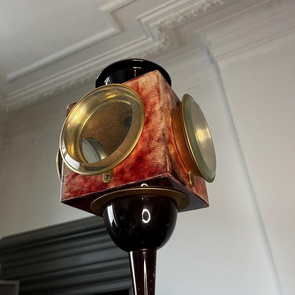 Oiseau Vloerlamp In Gelakt Rood Geitenleer Van Aldo Tura, Italië, Jaren 1950 photo buy