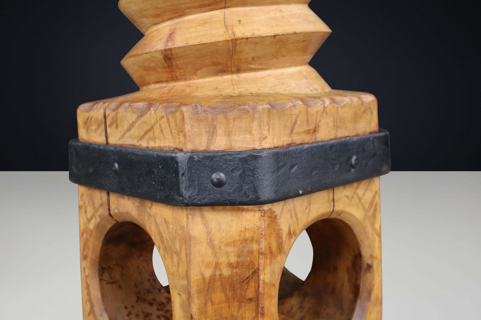photo furniture 19th Century French Grape Press Screw Pedestal With Amazing Patina