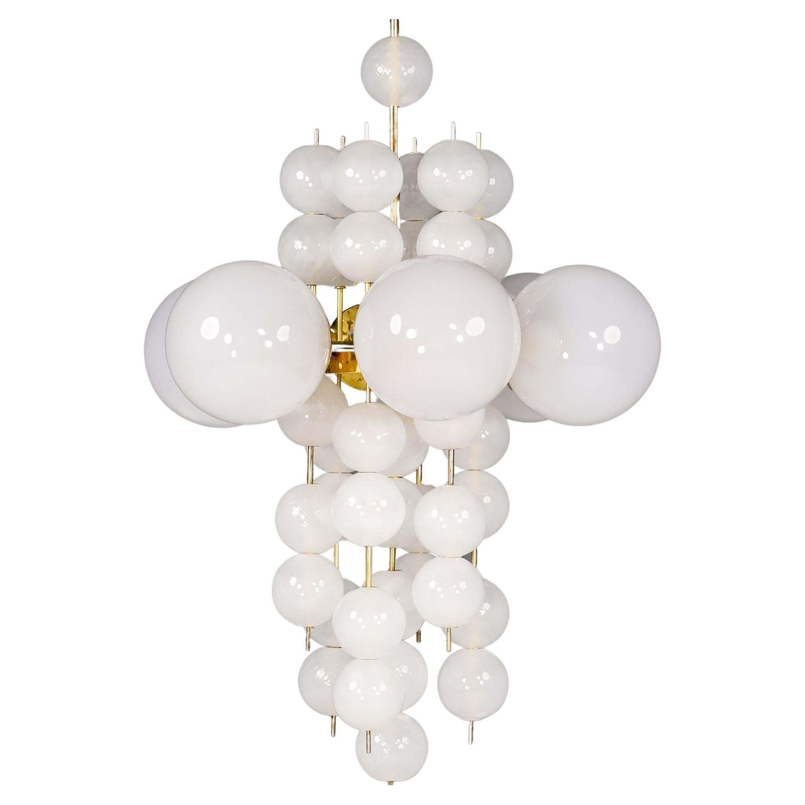 Xl Hotel Chandelier With Brass Fixture And Hand Blowed Frosted Glass Globes