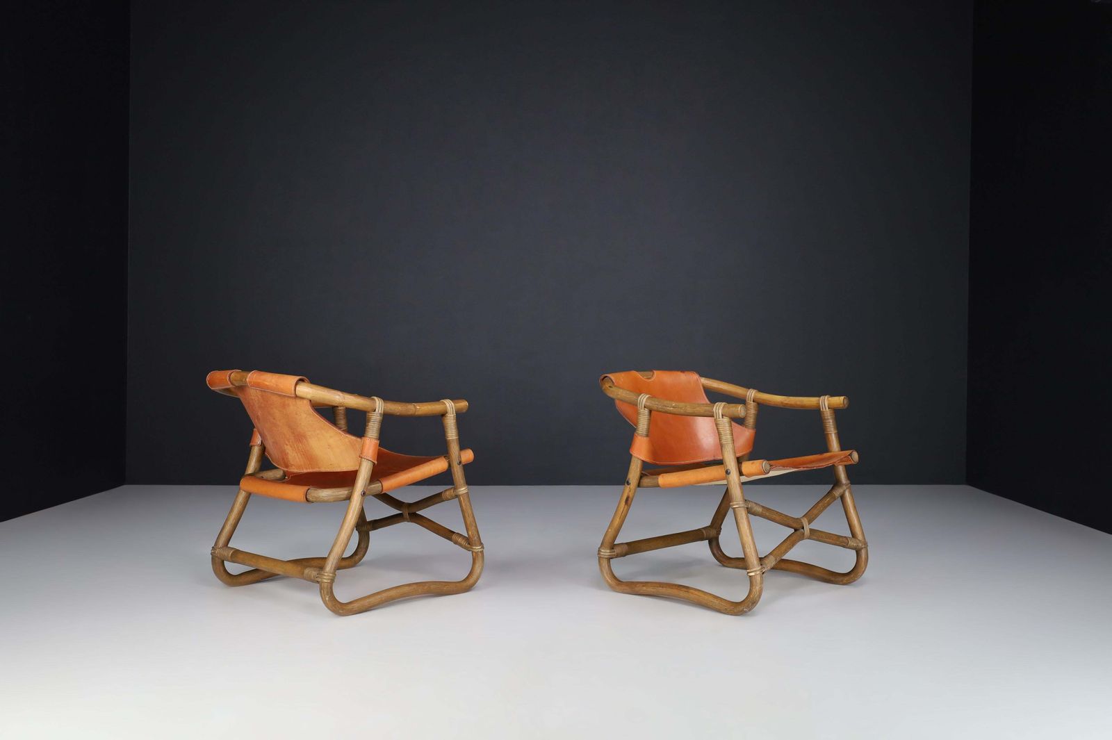 Cognac Leather Esprit Safari Lounge Chairs By Ikea, Sweden, 1970s photo 2096.0