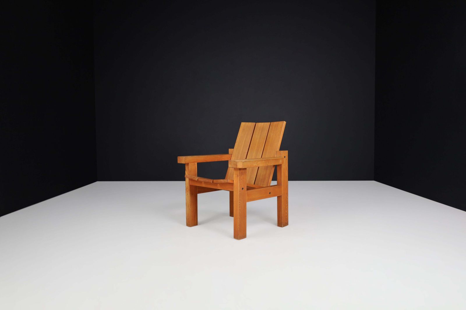 Mid Century Modern, Minimalist Lounge Chairs In Solid Elm, France 1960s photo vintage
