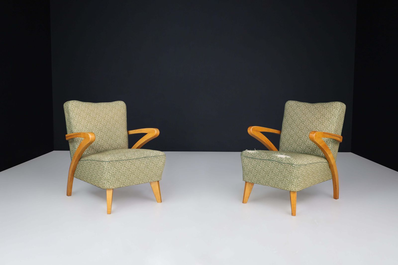 Pair Of Art Deco Armchairs With Original Upholstery, Prague, 1930s photo furniture