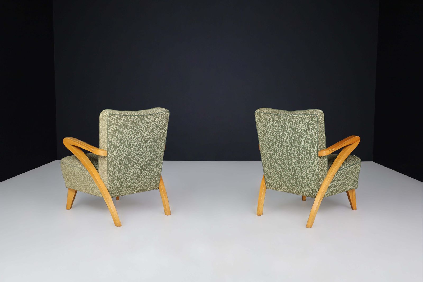 photo furniture Pair Of Art Deco Armchairs With Original Upholstery, Prague, 1930s