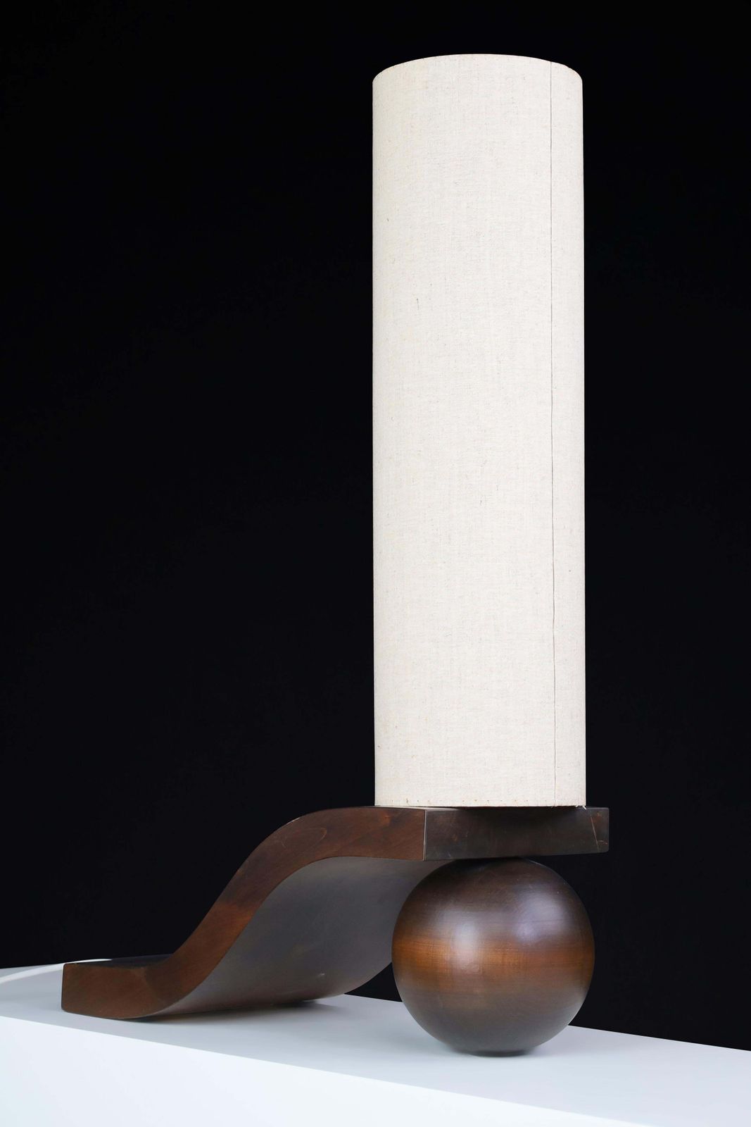 Mid Century Czech Table Lamp By Vladimír Nývlt In Sculpted Wood, 1970s photo Lighting