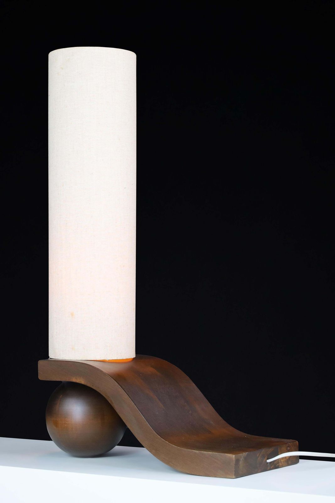 Mid Century Czech Table Lamp By Vladimír Nývlt In Sculpted Wood, 1970s photo buy