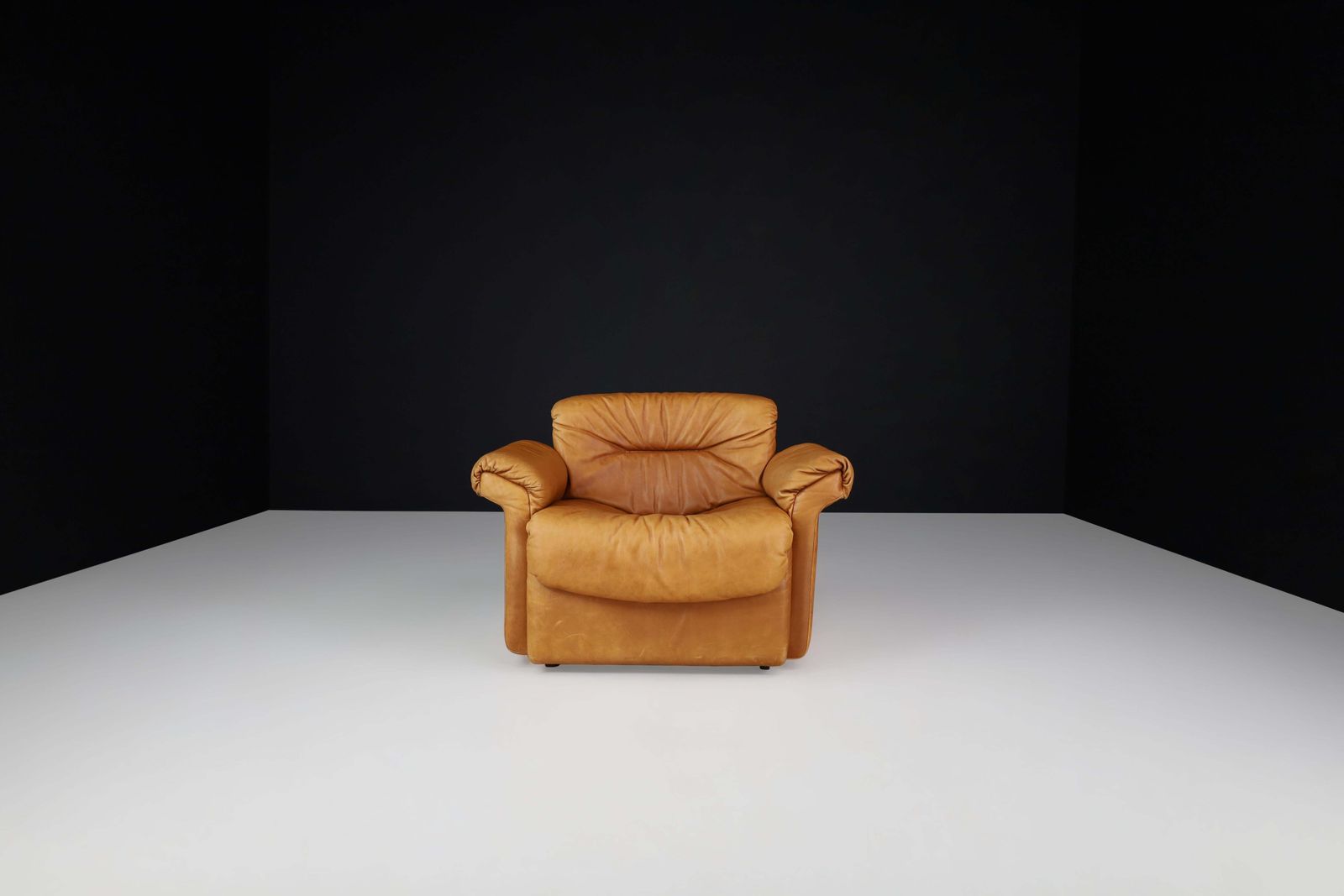 De Sede Ds 14 Lounge Chairs In Patinated Cognac Leather, Switzerland, 1970s photo vintage