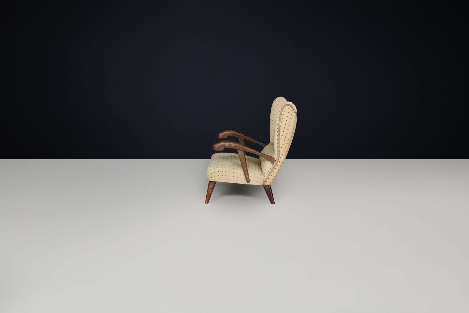 Sculpted Lounge Chair In Walnut With Original Upholstery, Prague, 1930. photo buy