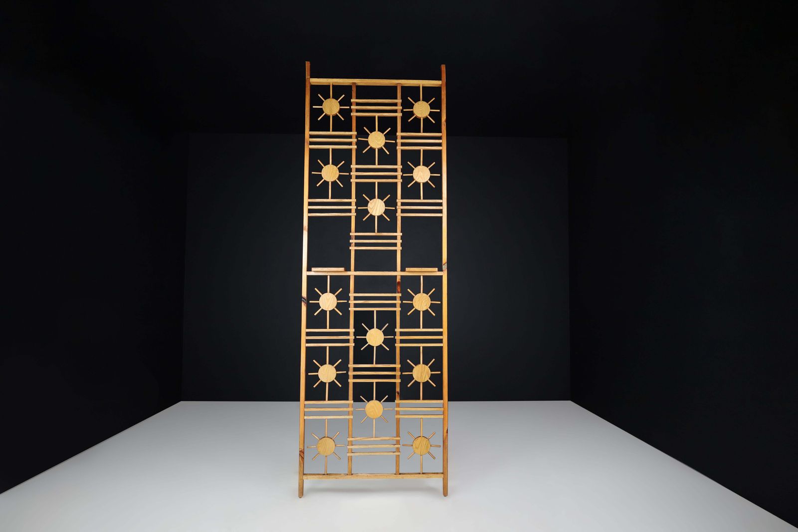 photo for sale Mid Century French Pine Room Divider With Sunburst Accents, 1960s