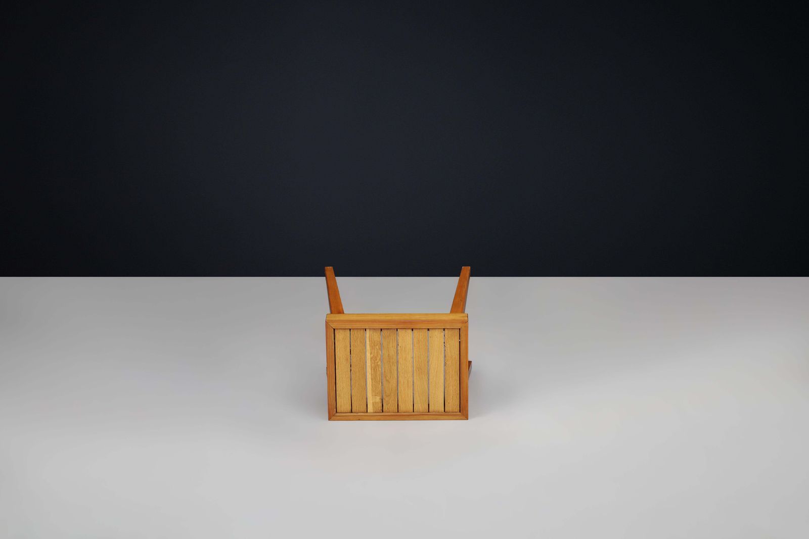Handcrafted Mid Century Modern Slatted Elmwood Stool Or Side Table, France, 1960 photo 1132.0