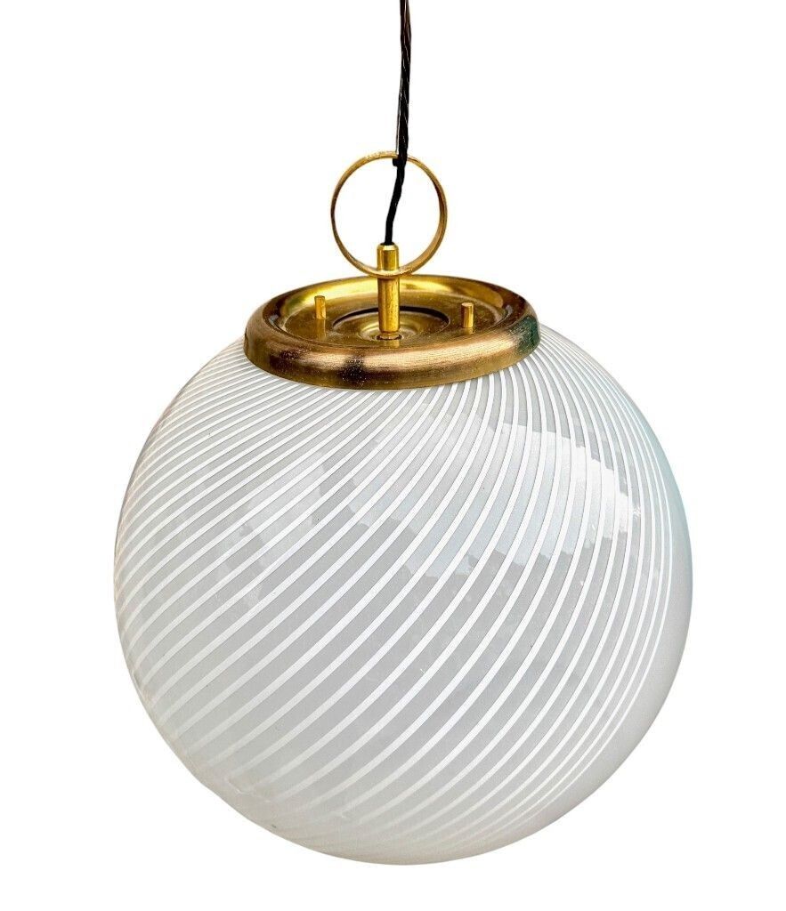 photo furniture A Large 1960s Venini Murano Glass Ball “Tessuto” Swirl Pendant Light