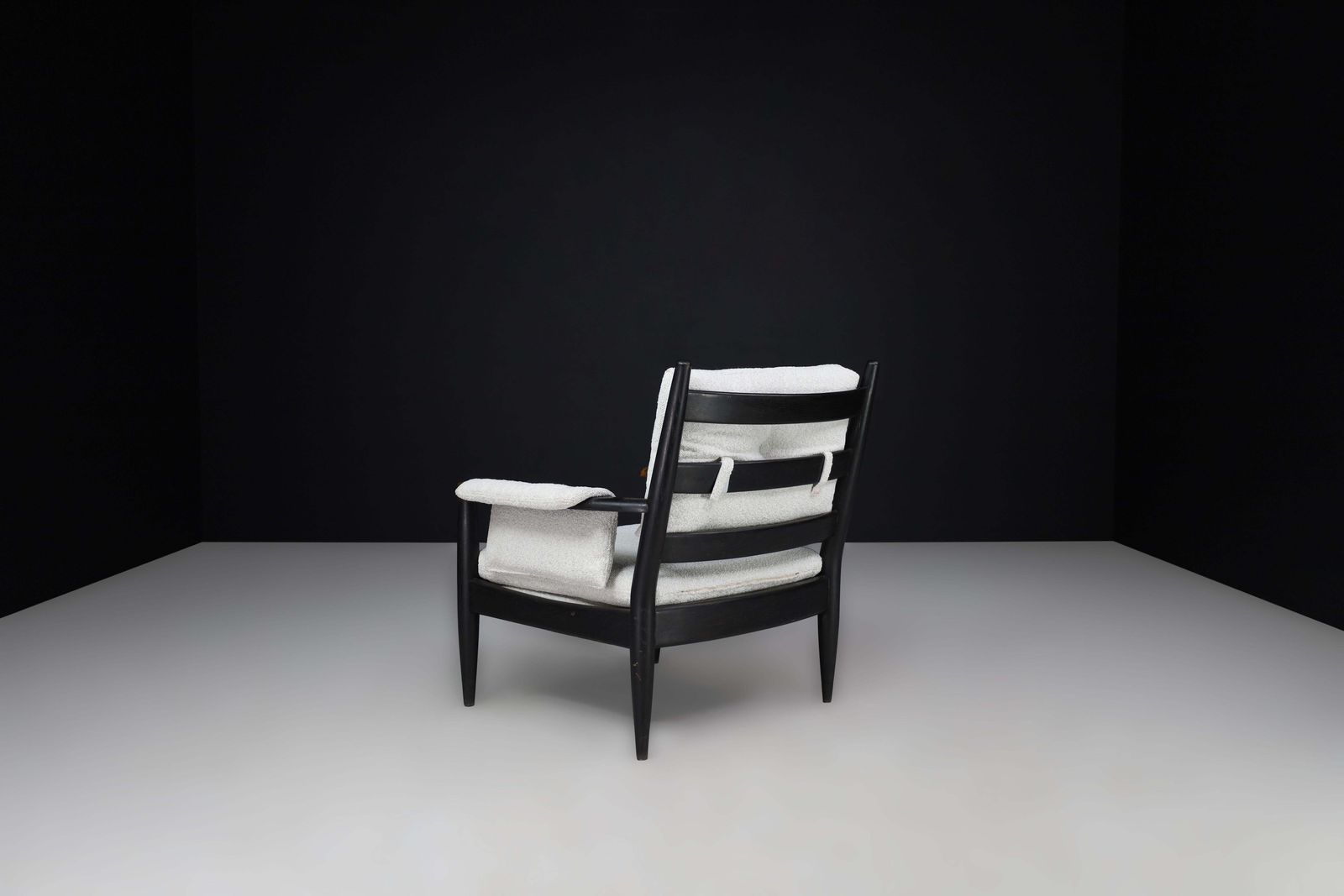 Mid Century French Armchair In Patinated Oak And Bouclé Upholstery, 1960s photo 2210.0
