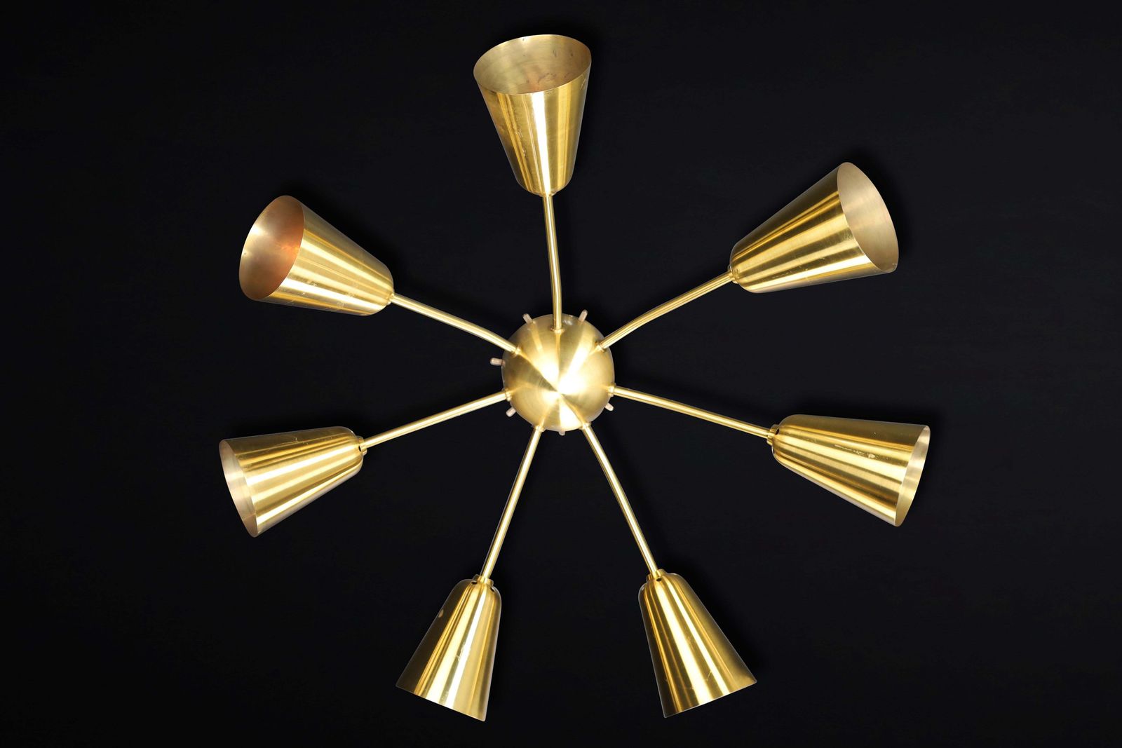 Set Of Four Restored Italian Mid Century Solid Brass Sputnik Chandelier, 1950s photo 14794.0