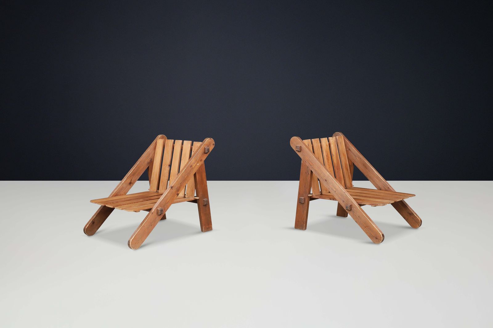 photo furniture Pinewood Lounge Chairs In New Teddy Upholstery, France, 1970s