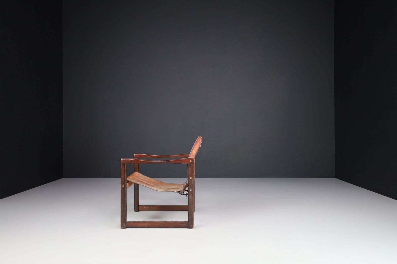 photo for sale Patinated Leather Safari Lounge Chair Karin Mobring, Sweden, 1970s