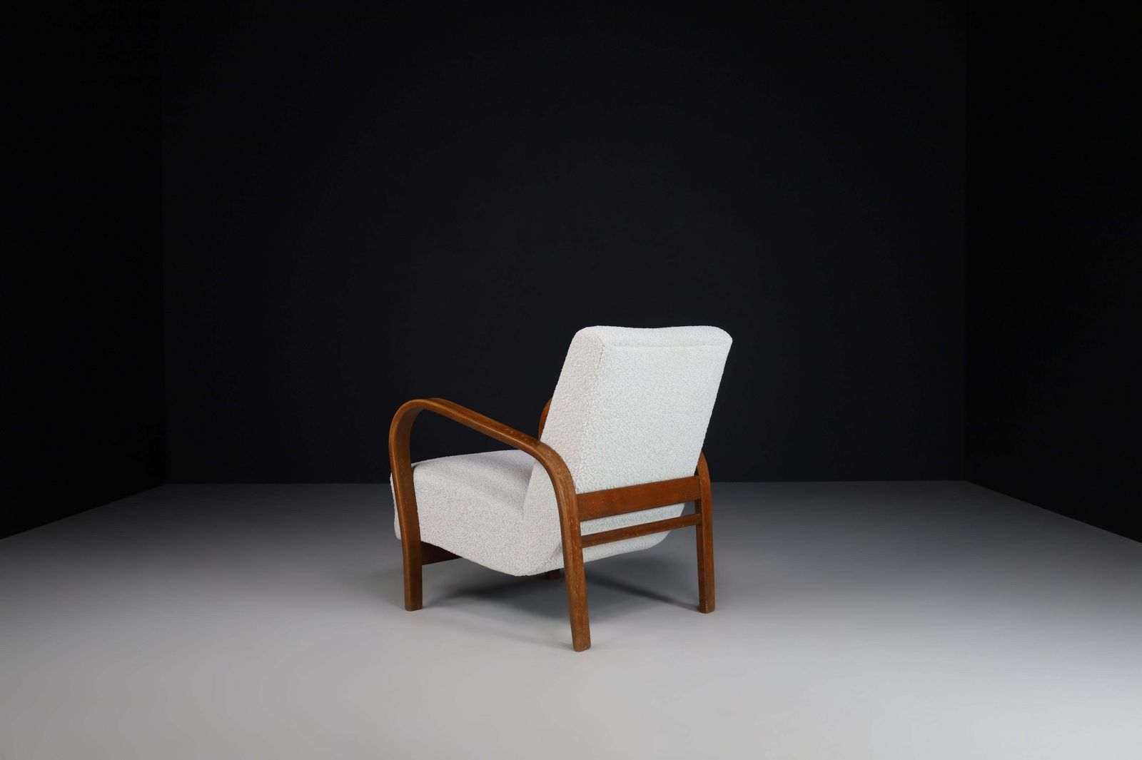 Karel Koželka & Antonín Kropáček Bentwood And Bouclé Armchairs, 1940s photo buy