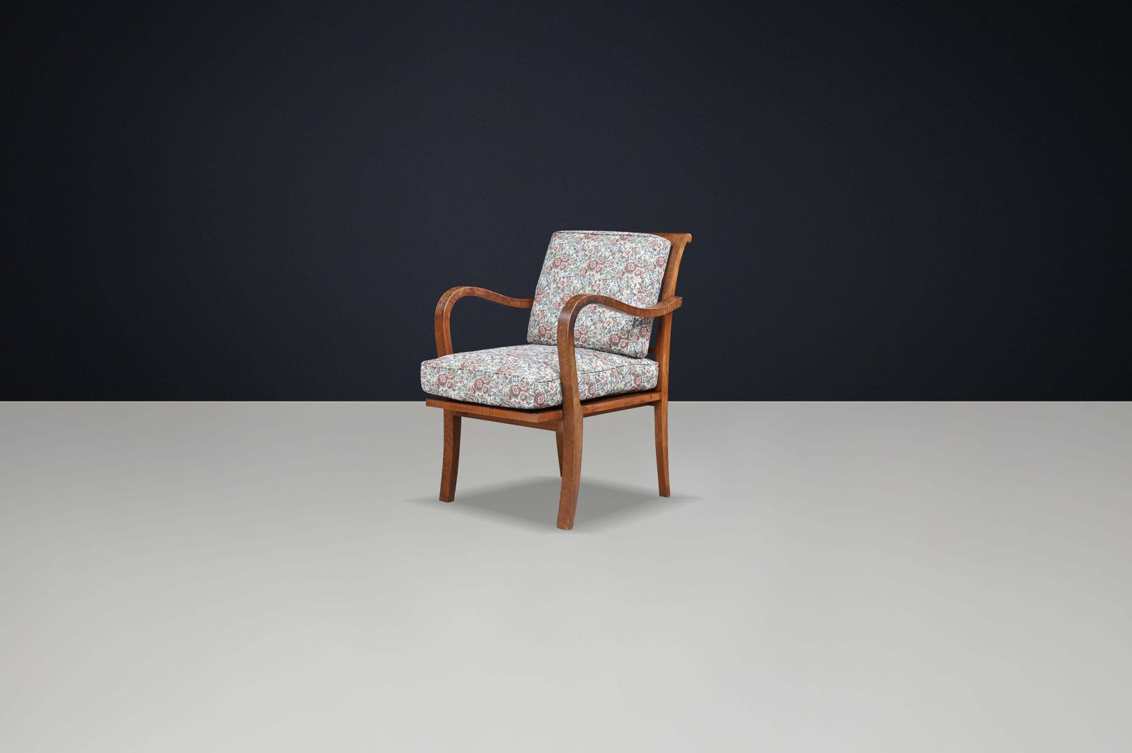 1930s Czechoslovak Art Deco Armchair In Original Floral Upholstery. photo buy