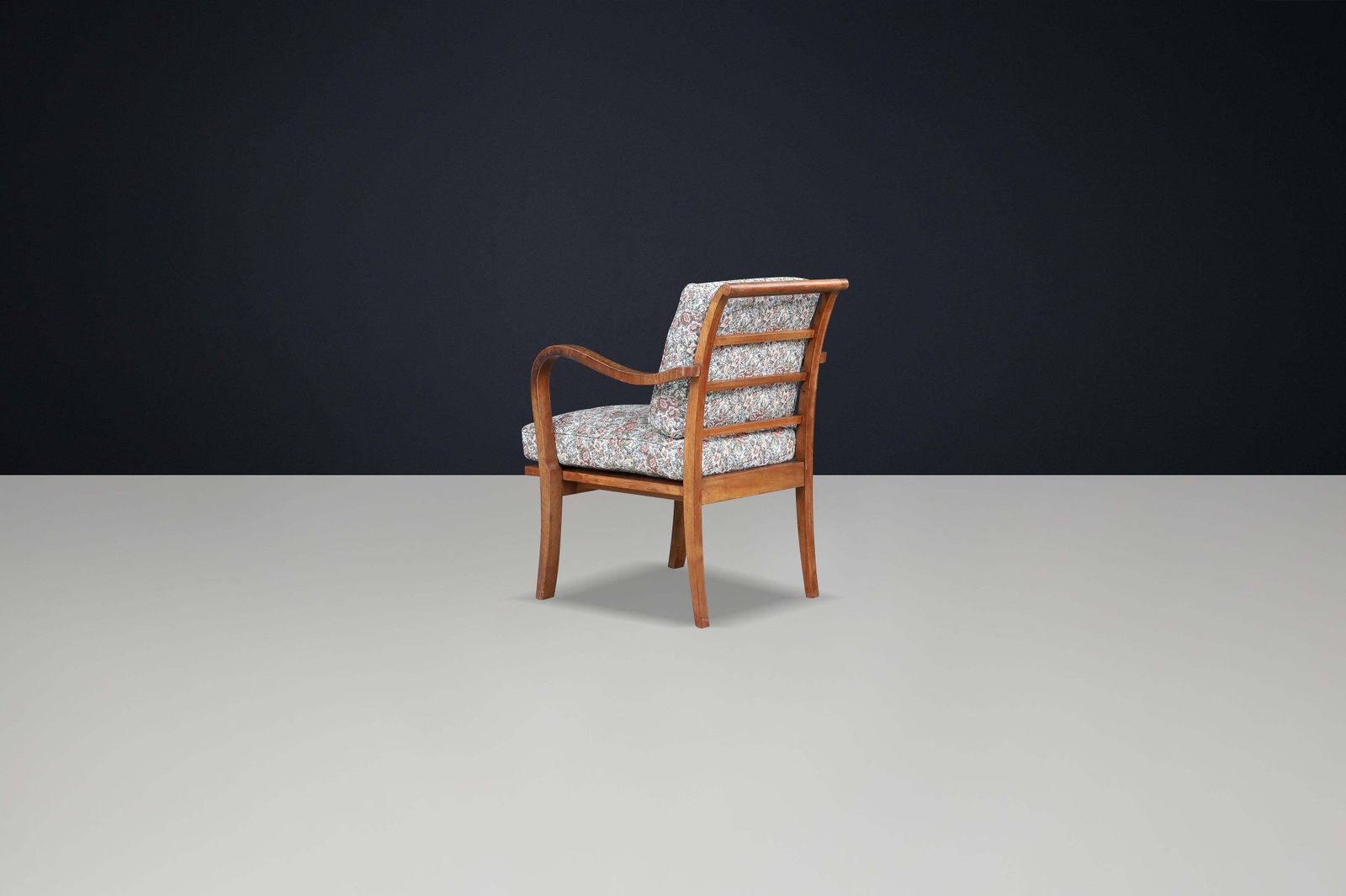 1930s Czechoslovak Art Deco Armchair In Original Floral Upholstery. photo vintage