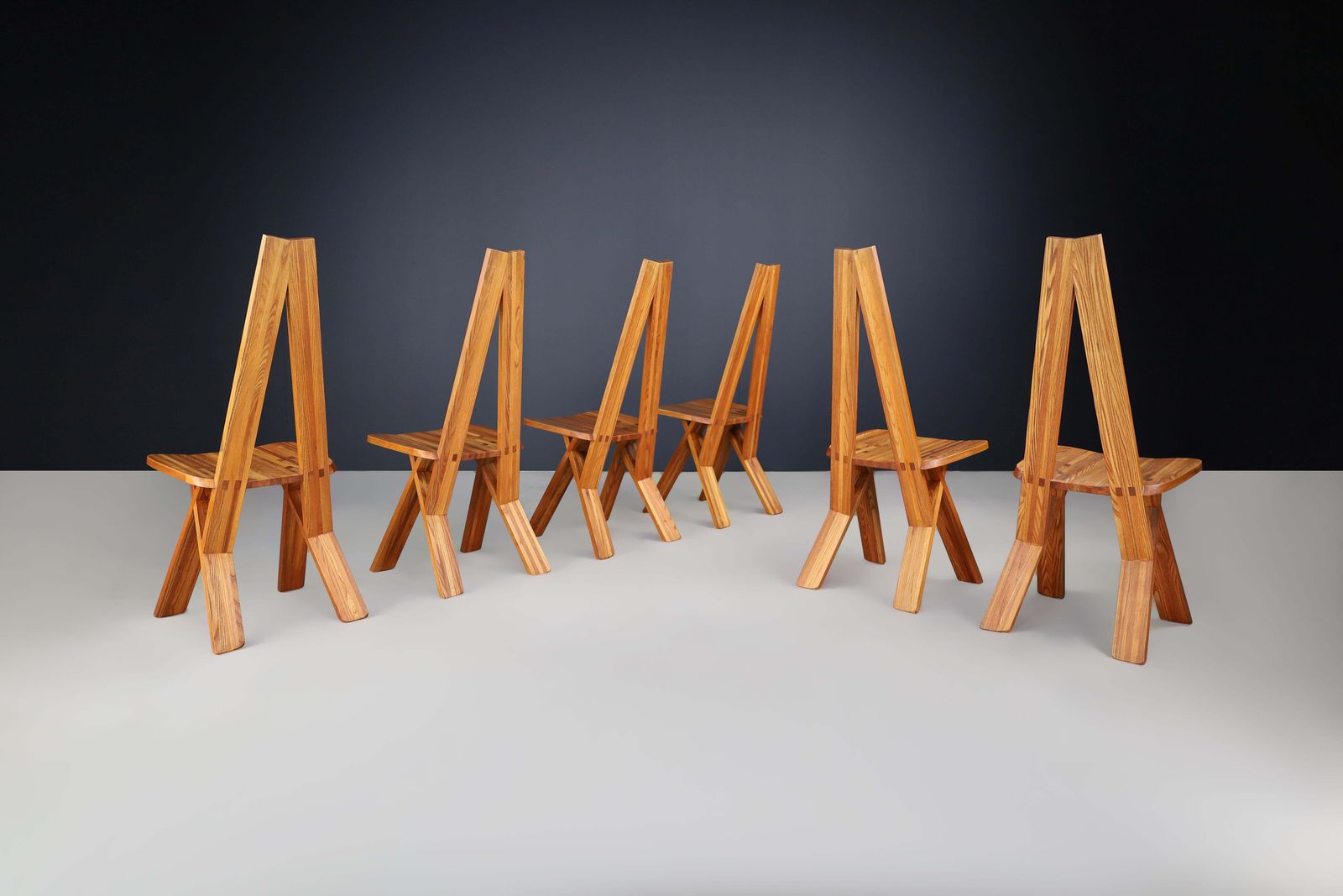 Pierre Chapo Set Of Six 'S45'dining Room Chairs In Elm, France 1970s photo 9688.0