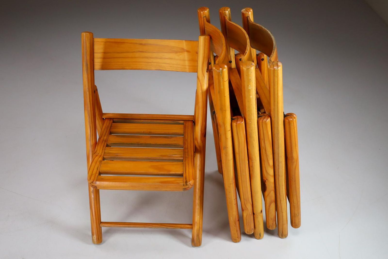 photo furniture Scandinavian Modern Pine Folding Chairs, In The Style Of Rainer Daumiller 1970s
