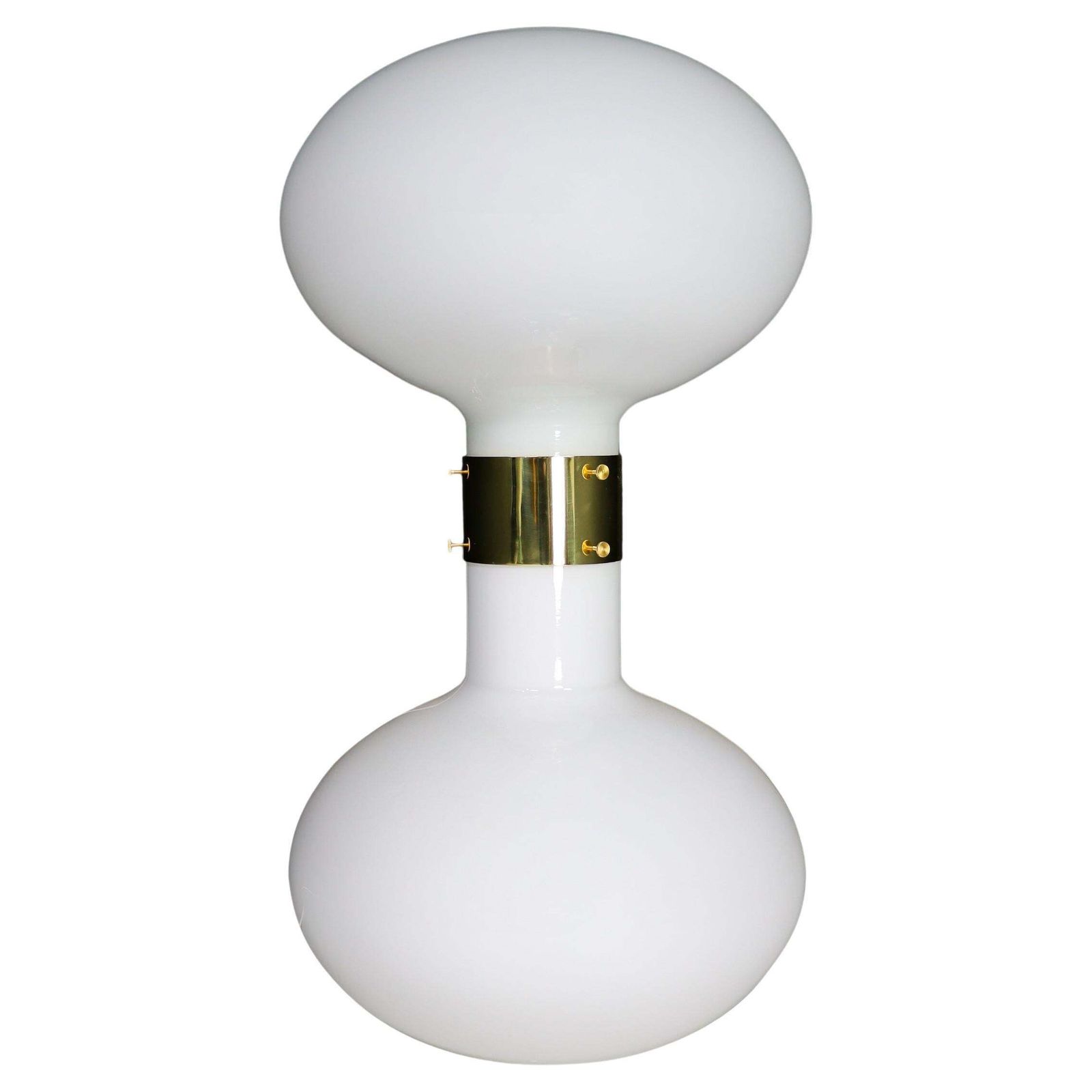 Large  Brass And Opaline Glass Floor Table Lamp, Italy 1970s