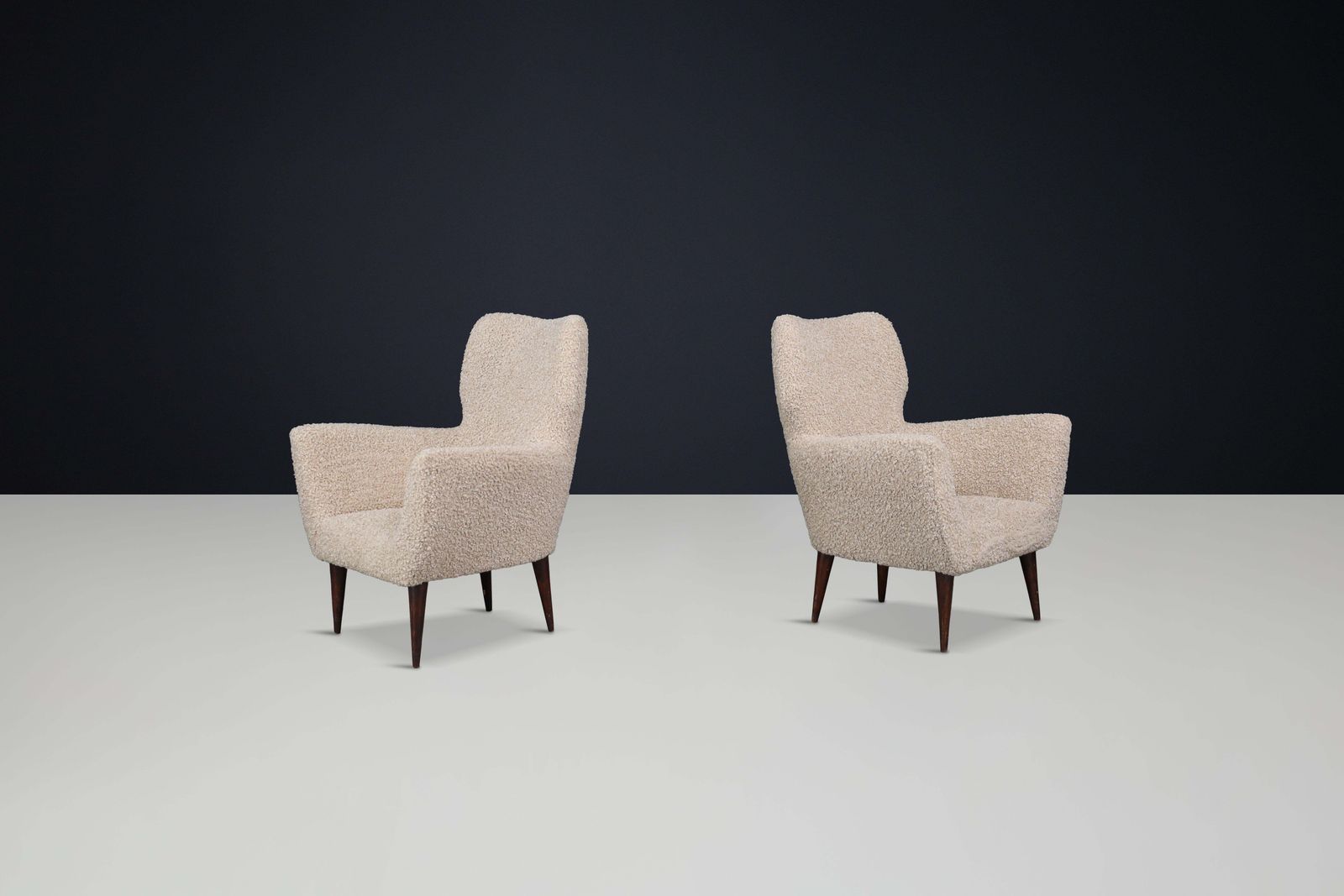 Mid Century Teddy Upholstered Armchairs The Style Of Gio Ponti, Italy 1950 photo Furniture