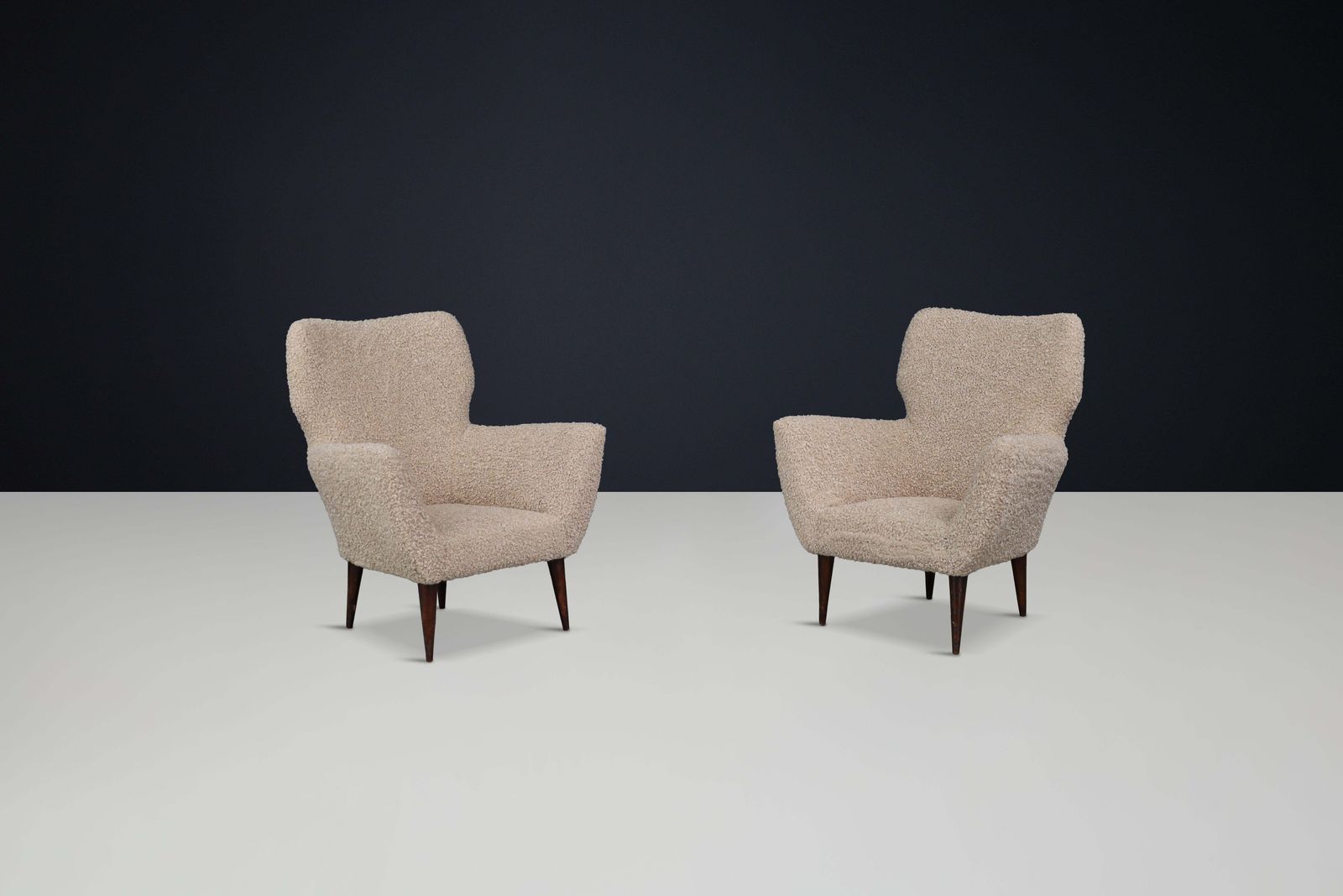 Mid Century Teddy Upholstered Armchairs The Style Of Gio Ponti, Italy 1950 photo vintage