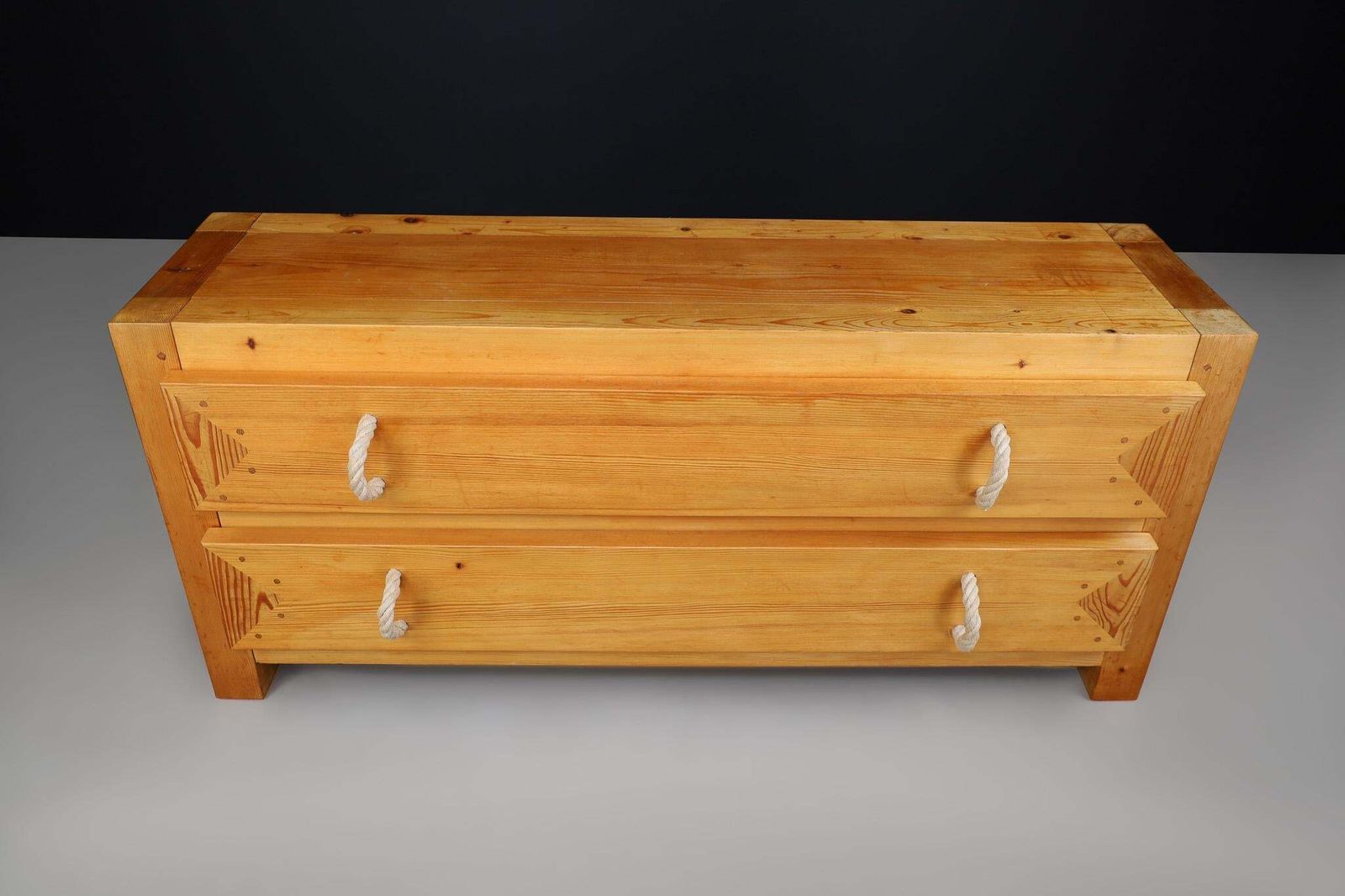 Mid Century Modern Solid Pine Drawers Cabinet / Credenza, France, 1960s photo vinterior