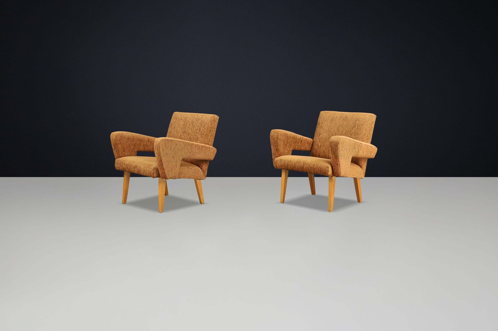 Pair Of Mid Century Lounge Chairs With Original Upholstery, 1960s Czech Republic photo for sale