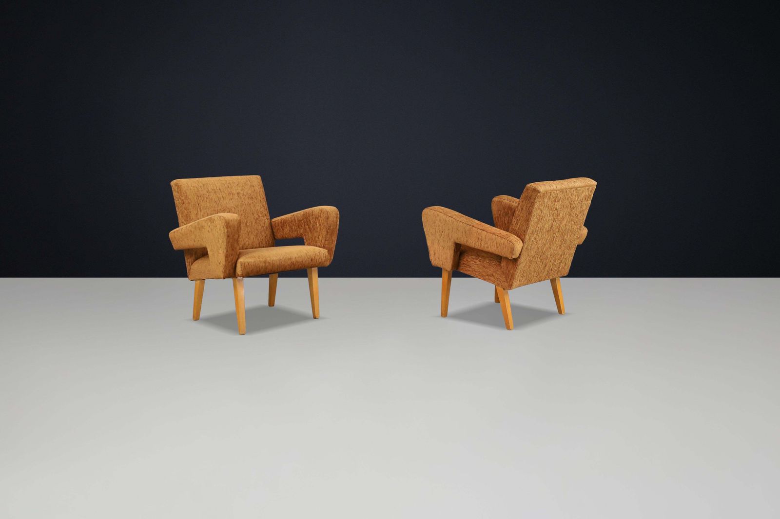 Pair Of Mid Century Lounge Chairs With Original Upholstery, 1960s Czech Republic photo buy