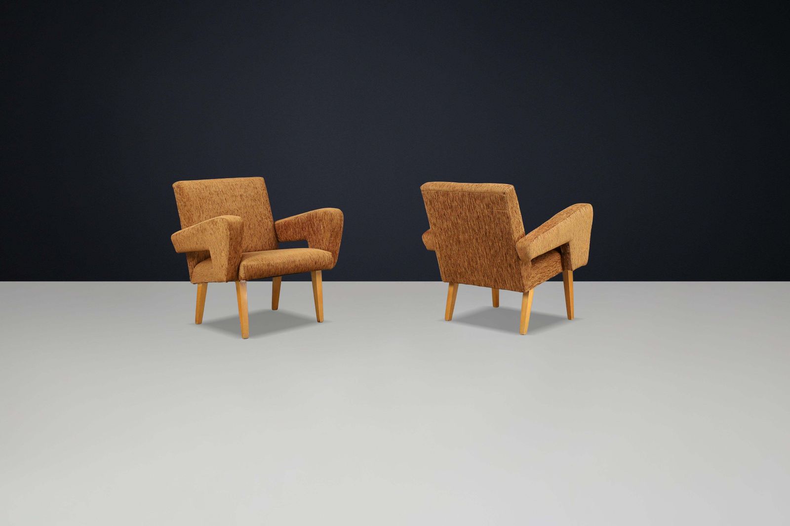 Pair Of Mid Century Lounge Chairs With Original Upholstery, 1960s Czech Republic photo vintage