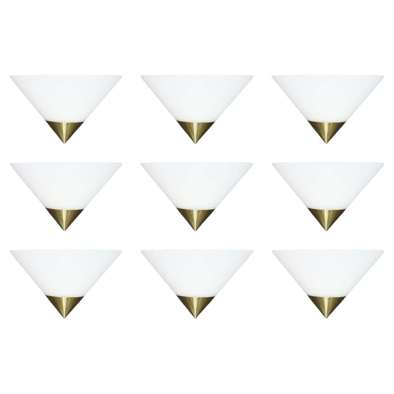 Vintage Glashütte Limburg Wall Sconces, Brass And Opaline Glass, 1980s